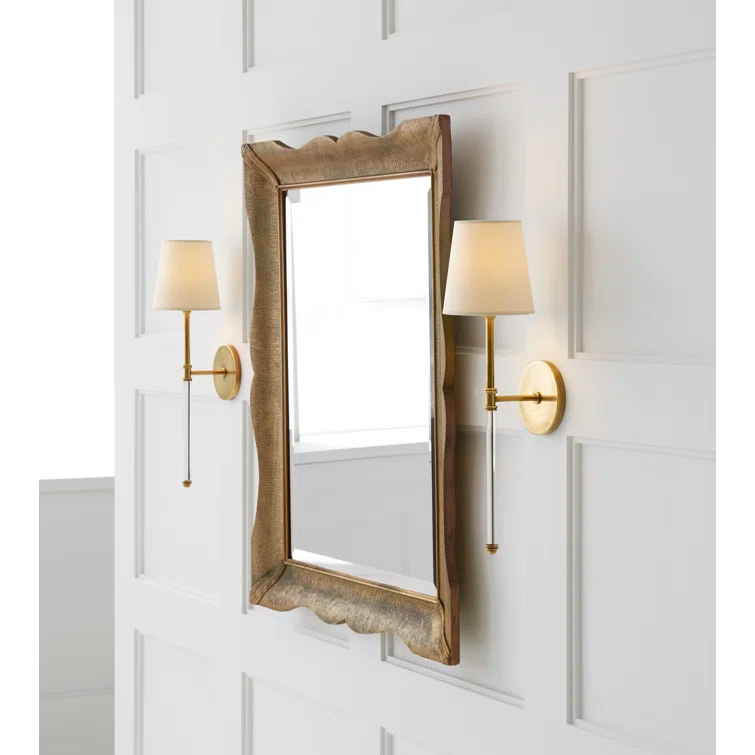 Hand-Rubbed Antique Brass and Fabric Wall Sconce