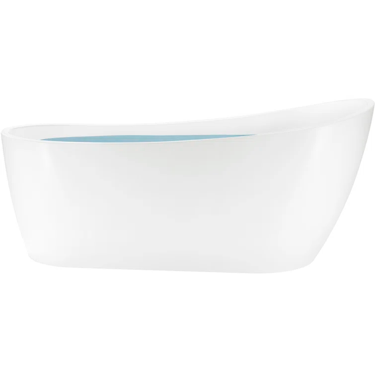 59" x 28" Freestanding Soaking Fiberglass Bathtub