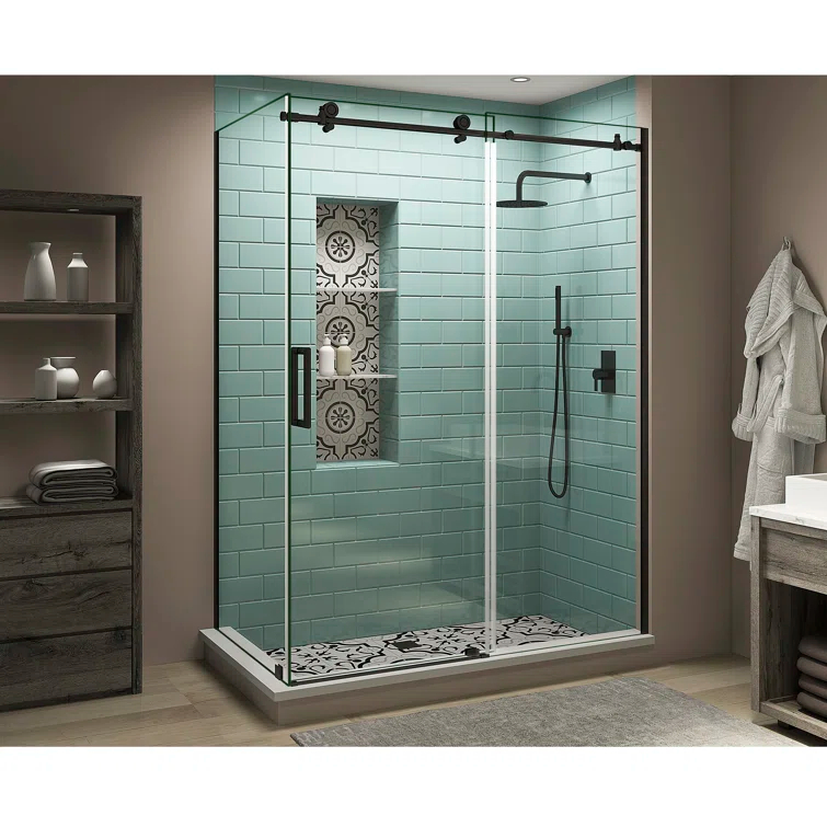 Coraline XL 44" - 48" W x 36" D x 80" H Frameless Rectangle Sliding Shower Enclosure