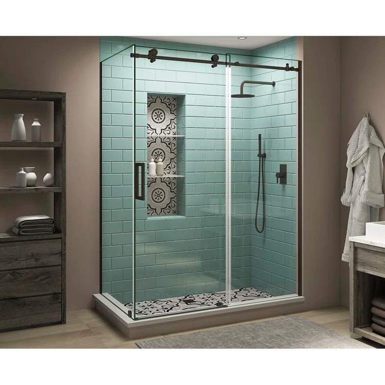 Aston Coraline XL 60" - 64" W x 38" D x 80" H Frameless Rectangle Sliding Shower Enclosure SEN984EZ.UC-NBR-643880-L