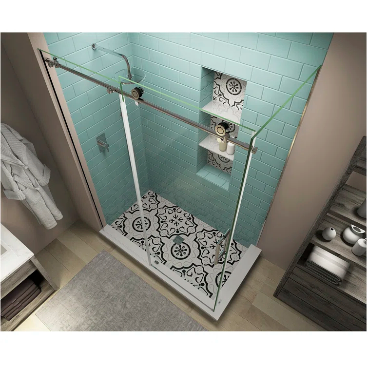 Coraline XL 44" - 48" W x 36" D x 80" H Frameless Rectangle Sliding Shower Enclosure