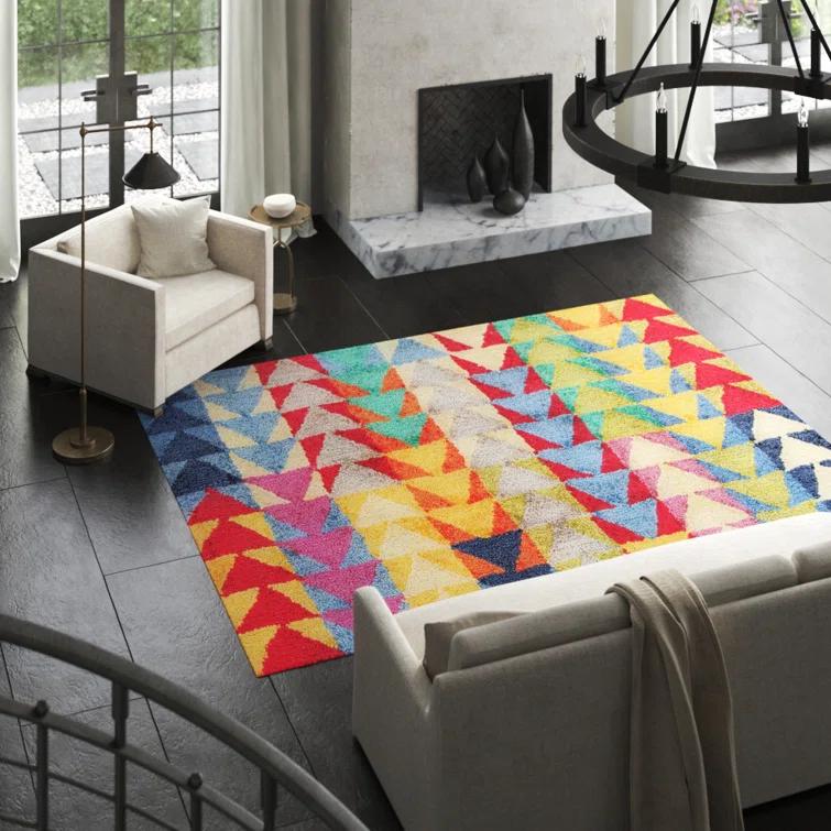Vintage Quilt Handmade Jute/Sisal Red/Blue/Yellow Rug