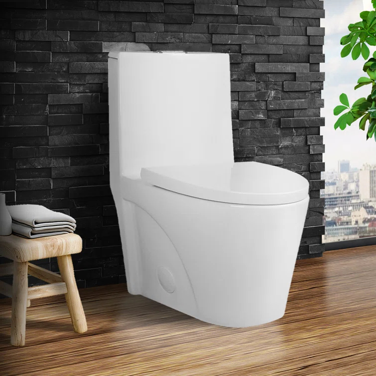 Fine Fixtures MOTB7W Dual-Flush Elongated One-Piece Toilet with High Efficiency Flush