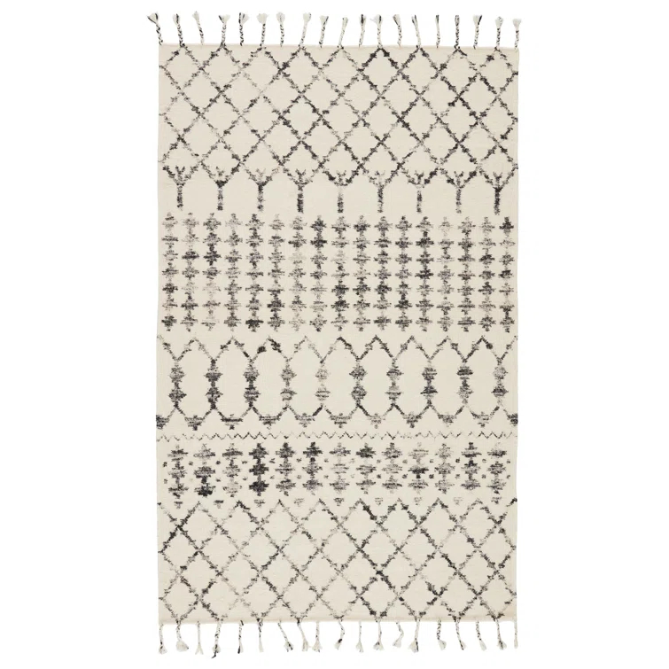 Adair Riot Gray Wool Silk Trellis Handmade Rug 5' x 8'