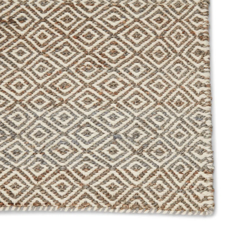 Transitional Diamond Elegance 8' x 10' Gray Wool & Jute Area Rug