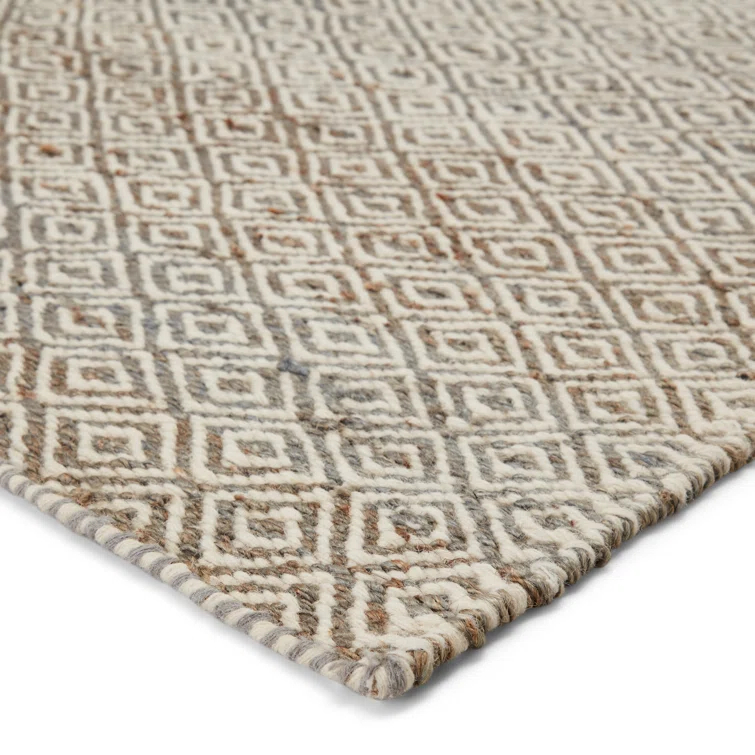 Transitional Diamond Elegance 8' x 10' Gray Wool & Jute Area Rug