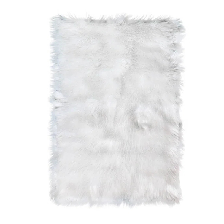 Diller White Faux Sheepskin Fur Machine Washable Shag Fluffy Area Rug