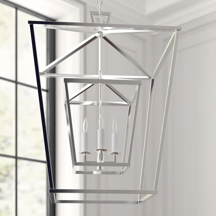 Darlana 24.5" Polished Nickel Crystal Double Cage Pendant Light