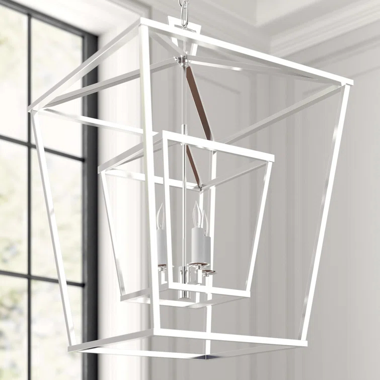 Darlana 24.5" Polished Nickel Crystal Double Cage Pendant Light