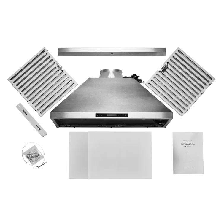 Hauslane 30" Stainless Steel 450 CFM Convertible Wall Range Hood with Baffle Filter
