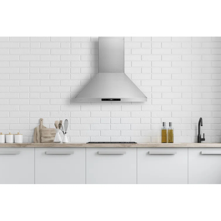 Hauslane 30" Stainless Steel 450 CFM Convertible Wall Range Hood with Baffle Filter