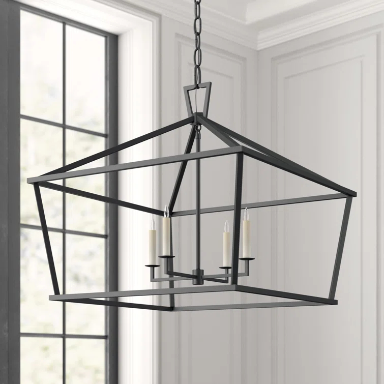 Elegant Darlana 25" Polished Nickel Crystal Lantern Chandelier