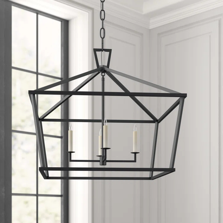Elegant Darlana 25" Polished Nickel Crystal Lantern Chandelier