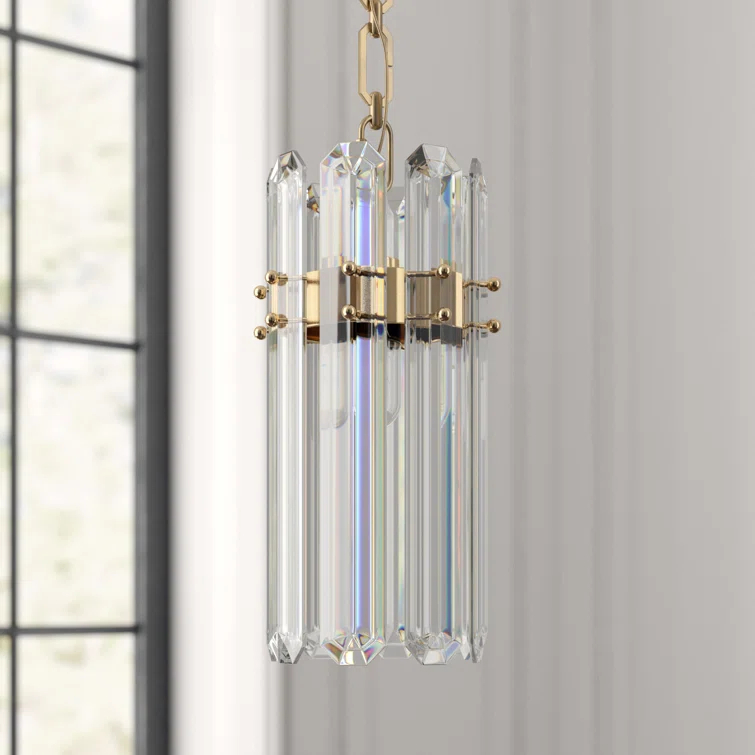 14.25" Crystal Antique Brass Indoor/Outdoor Pendant Light