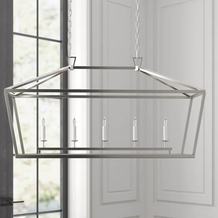 Polished Nickel 5-Light Indoor Linear Chandelier