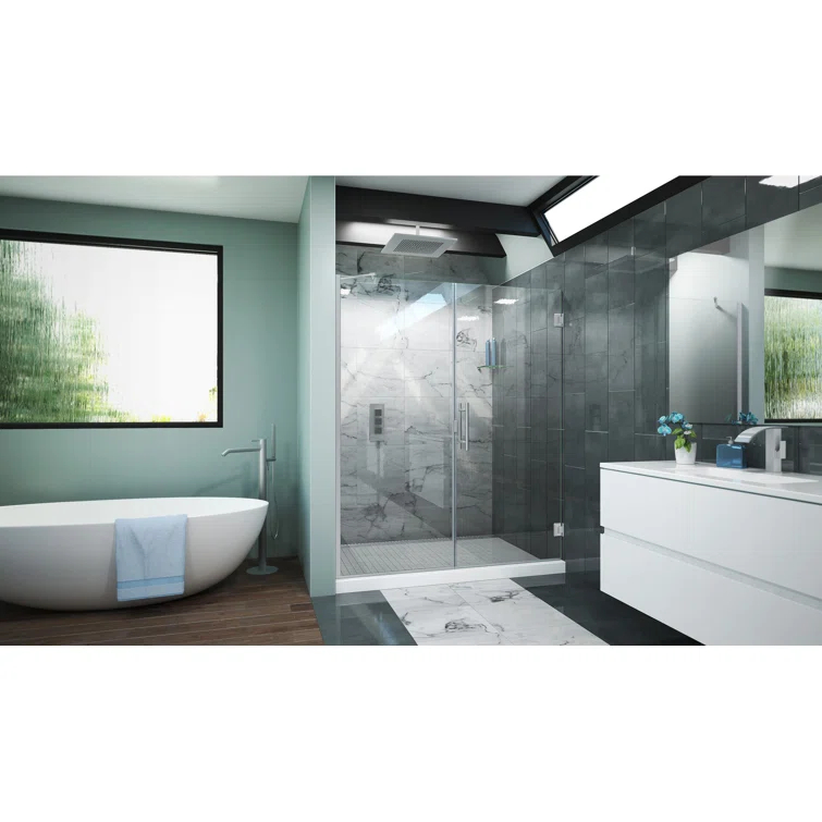 Scottsdale 60" x 72" Hinged Frameless Shower Door with Invisible Shield by Clean-X