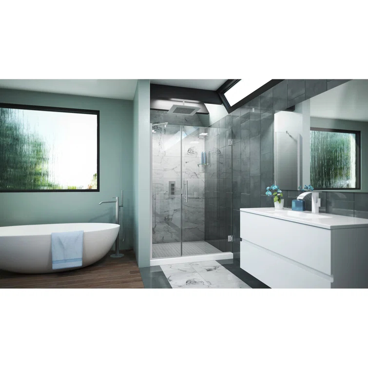 Scottsdale 40" x 72" Hinged Frameless Shower Door with Invisible Shield by Clean-X