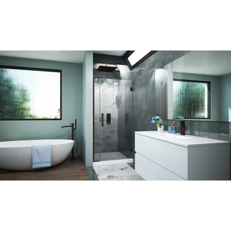 Scottsdale 35" x 72" Hinged Frameless Shower Door with Invisible Shield by Clean-X