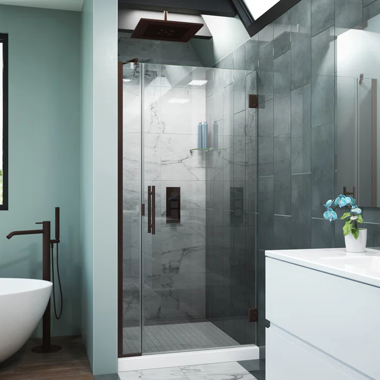 Scottsdale 35" x 72" Hinged Frameless Shower Door with Invisible Shield by Clean-X