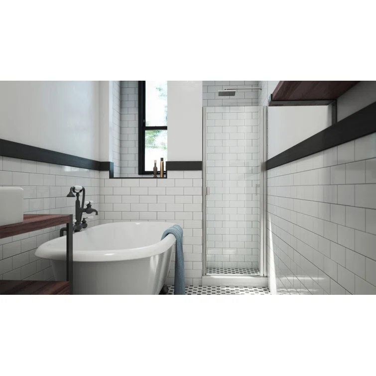 RD Swinging 32" W x 64" H Semi-Frameless Shower Door