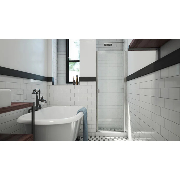 RD 24" W x 66" H Hinged Semi-Frameless Shower Door