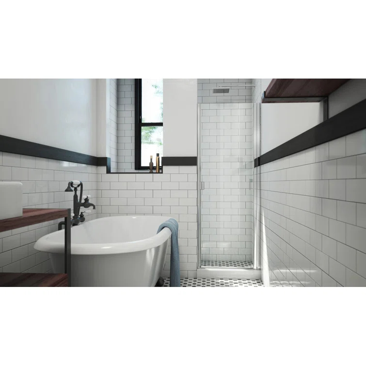 RD Swinging 32" W x 64" H Semi-Frameless Shower Door