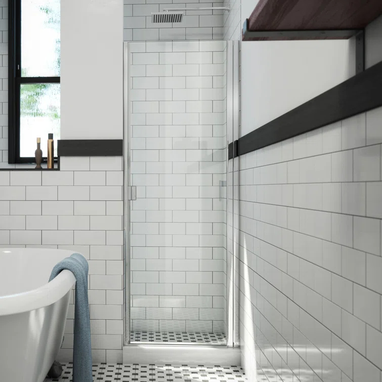 RD Swinging 32" W x 64" H Semi-Frameless Shower Door