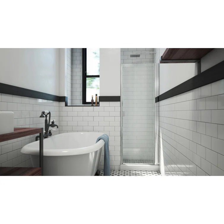 RD 24" W x 66" H Hinged Semi-Frameless Shower Door