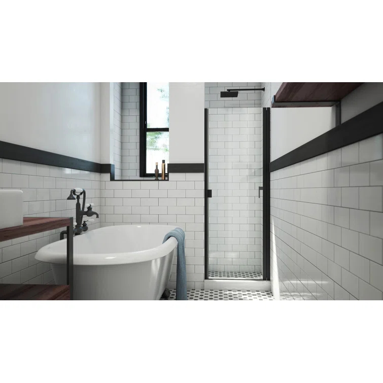 RD 24" W x 66" H Hinged Semi-Frameless Shower Door
