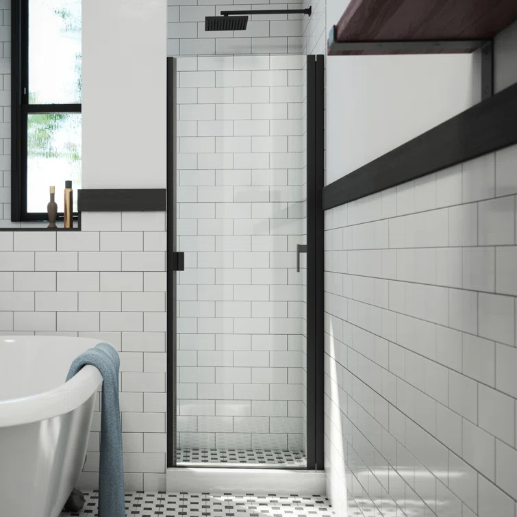 RD 24" W x 66" H Hinged Semi-Frameless Shower Door