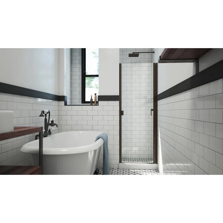RD 24" W x 66" H Hinged Semi-Frameless Shower Door