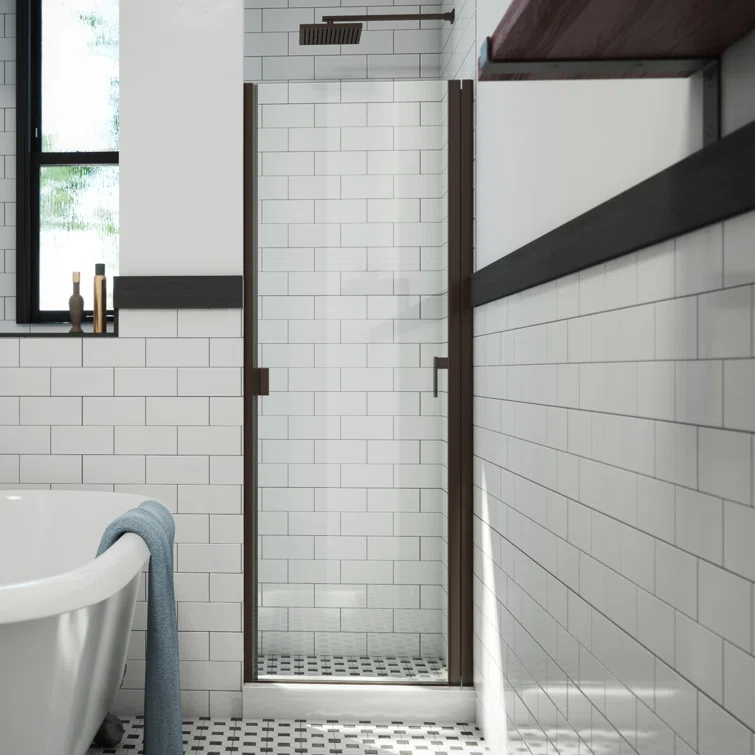 RD 24" W x 66" H Hinged Semi-Frameless Shower Door
