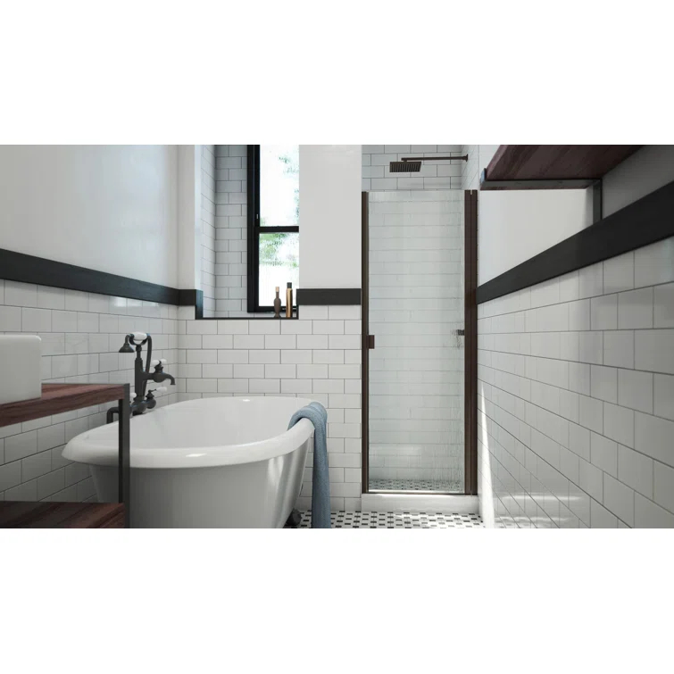 RD 24" W x 66" H Hinged Semi-Frameless Shower Door