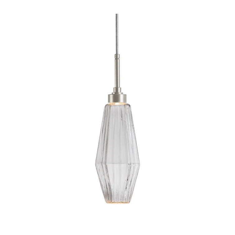 Aalto Abstract Mini LED Pendant in Gilded Brass with Optic Rib Clear Glass
