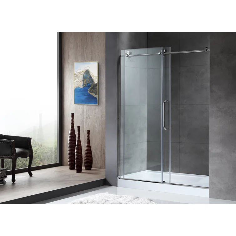Madam Series 48" W x 76" H Single Sliding Semi-Frameless Shower Door