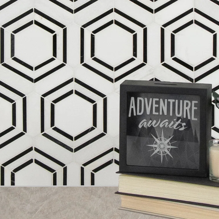 Bianco Dolomite 11" x 13" Polished Marble Mesh-Mounted Mosaic Sheet Tile