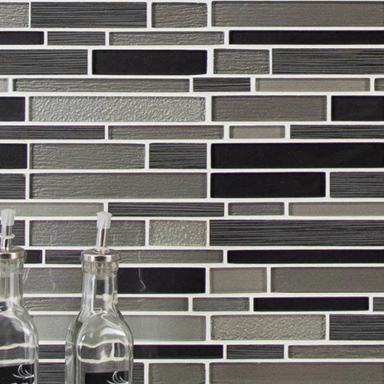 Ackland Metro Gris Blend Interlocking Random Sized Mixed Material Glass Mosaic Tile