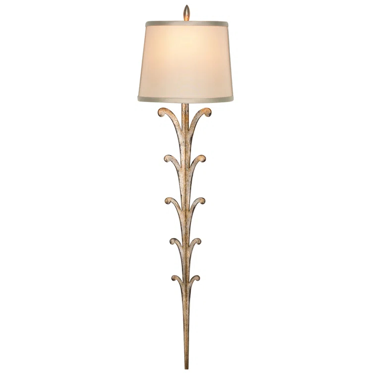 Platinized Silver Leaf Design Dimmable Wall Sconce