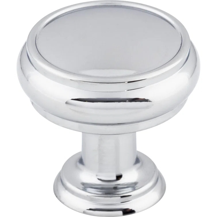 Polished Chrome Round Mushroom Cabinet Knob with Mounting Hardware