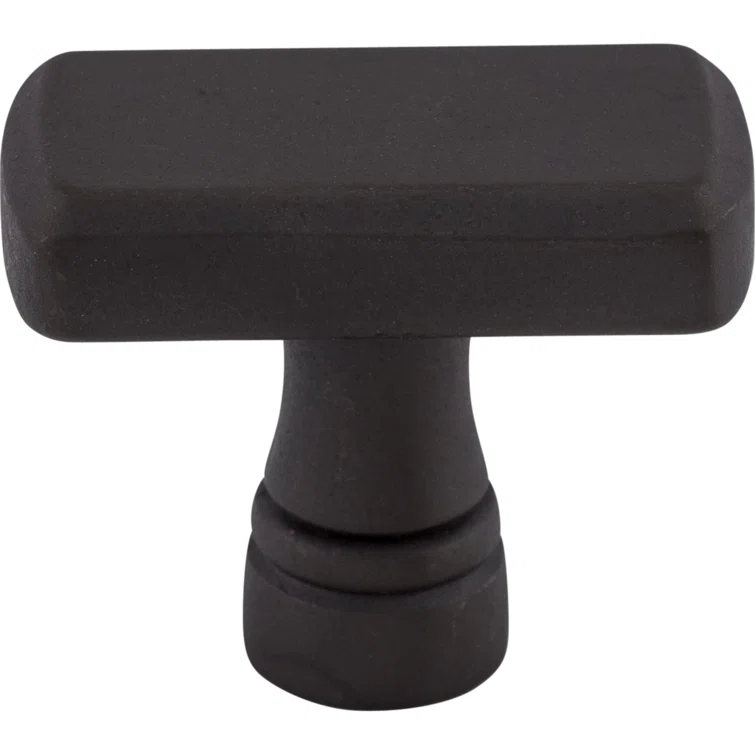 Sable Gray Rectangular Modern Industrial Knob with Mounting Hardware