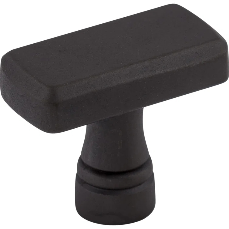 Sable Gray Rectangular Modern Industrial Knob with Mounting Hardware