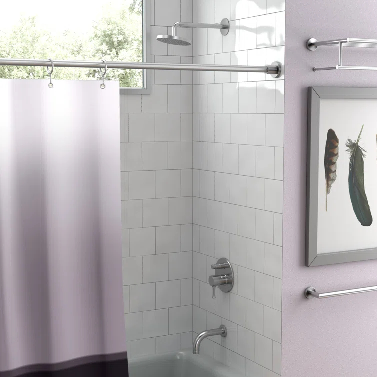 Minimalist 60" Straight Fixed Shower Curtain Rod | Wall Mount Solid Brass Shower Rod