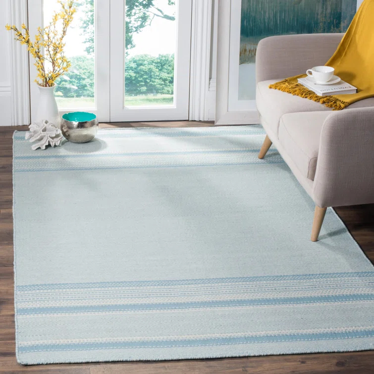 Grice Kilim Hand Woven Flat Weave Wool Striped Rug