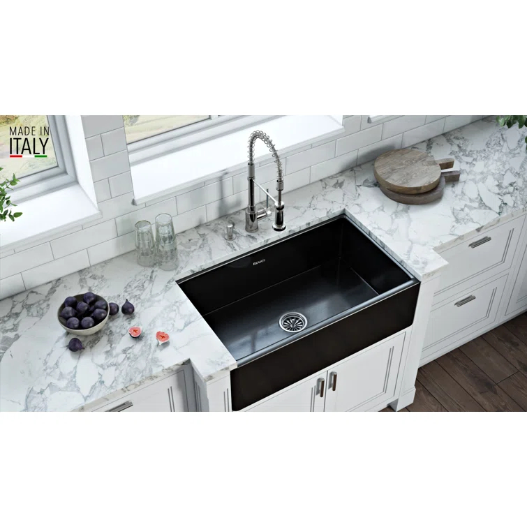 Ruvati 33 inch Fireclay Farmhouse Apron-Front Kitchen Sink Reversible