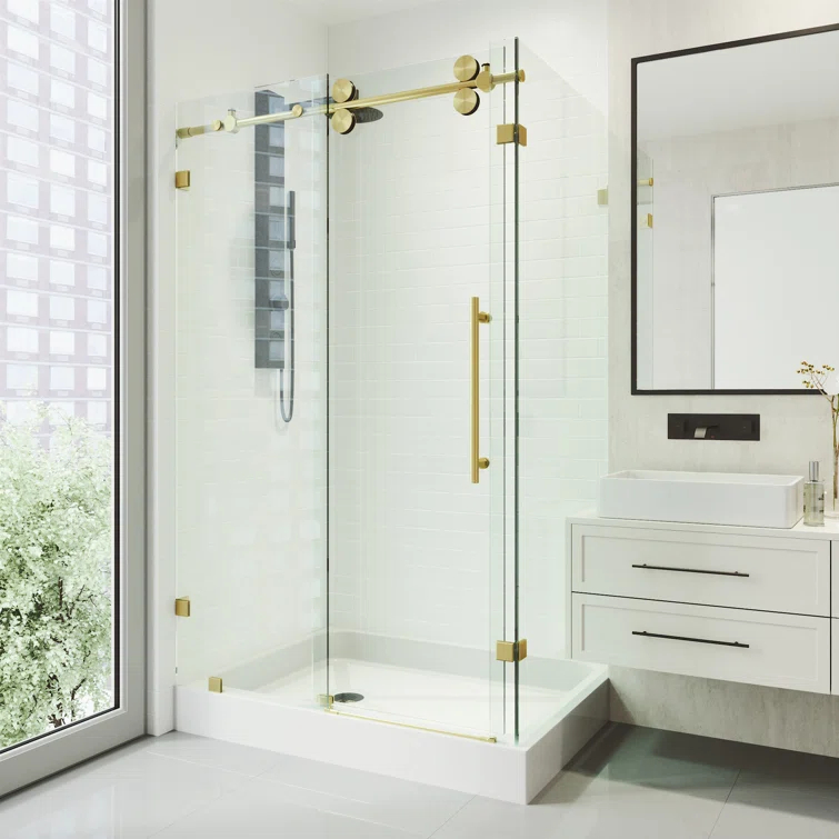 VIGO Winslow 48" W x 36" D x 80" H Sliding Frameless Shower Enclosure with 3/8  Clear Glass&Base VG6051MGCL48WL