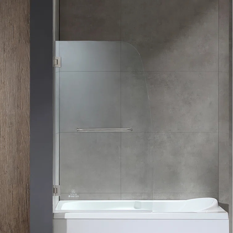 Vensea 31.5" W x 58" H Hinged Frameless Tub Door with Tsunami Guard