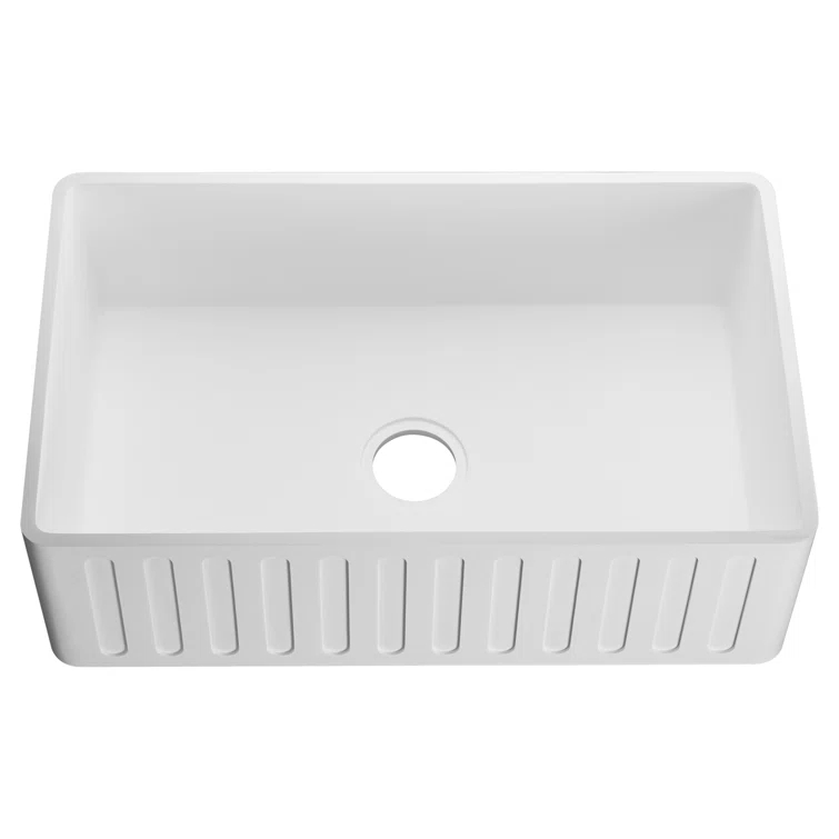 ANZZI Roine Series 30'' L Farmhouse / Apron Single Bowl Solid Surface Kitchen Sink K-AZ225-1A