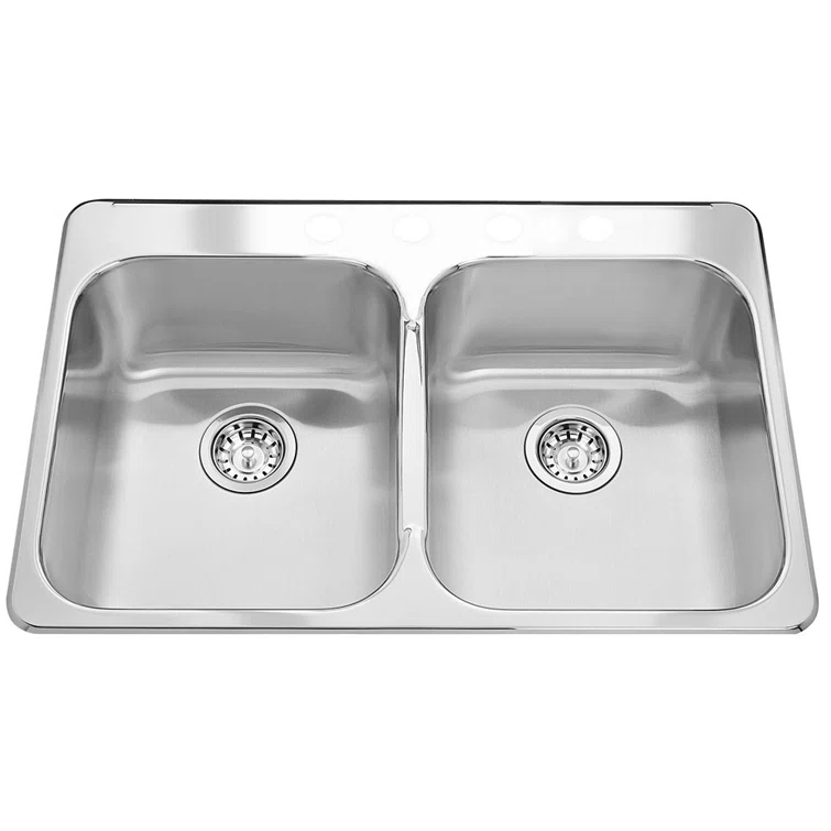 31.25'' L Drop-In Double Bowl Stainless Steel Kitchen Sink