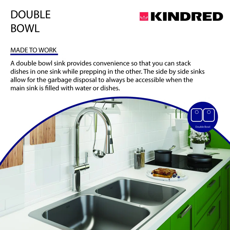 31.25'' L Drop-In Double Bowl Stainless Steel Kitchen Sink
