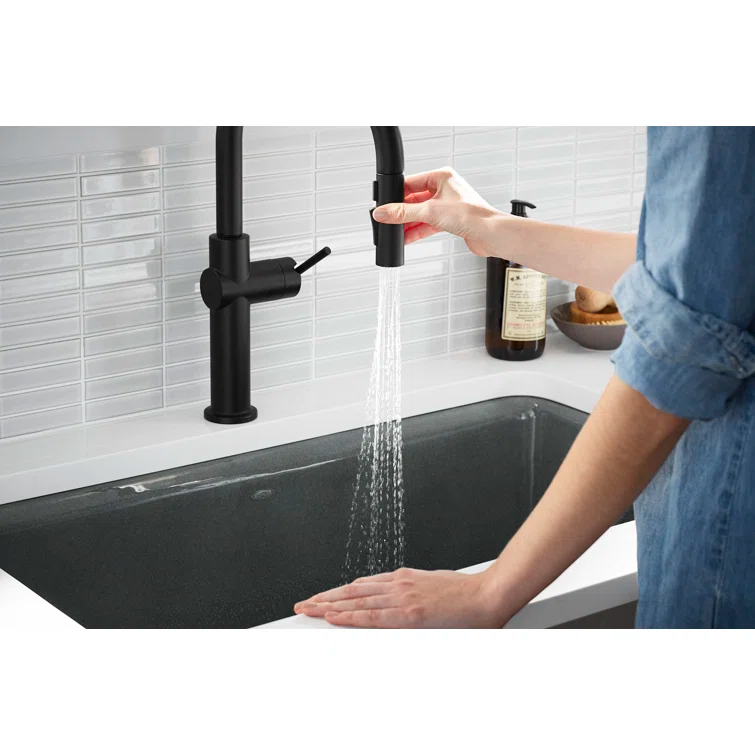 Kohler Crue Single Handle Pull Down Kitchen Faucet with Three-Function Pull Down Sprayer